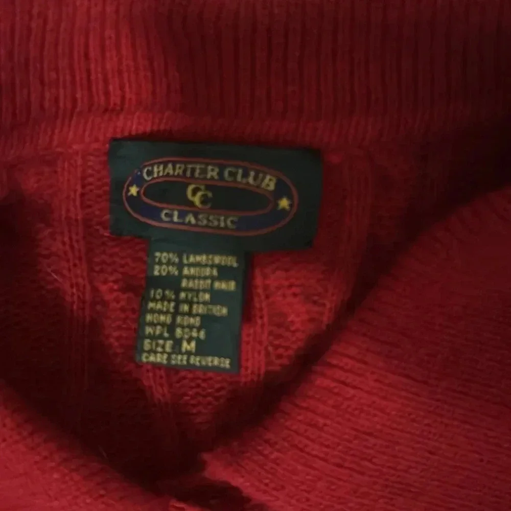 Charter club classic vintage lambswool angora rabbit polo cable knit sweater